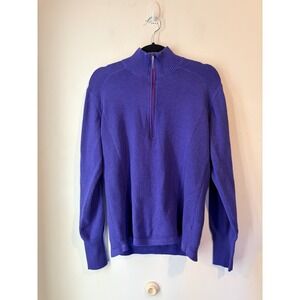 Eddie Bauer 1/4 Zip Sweater Mockneck Purple Womans XL Cotton Blend